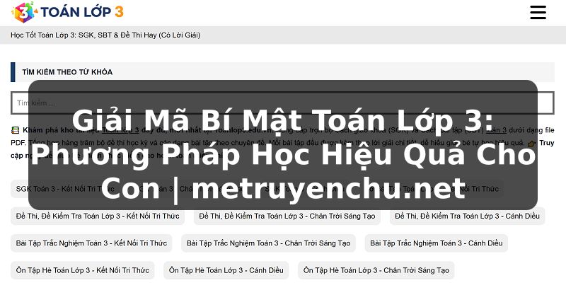 Giải Mã Bí Mật Toán Lớp 3: Phương Pháp Học Hiệu Quả Cho Con | metruyenchu.net
