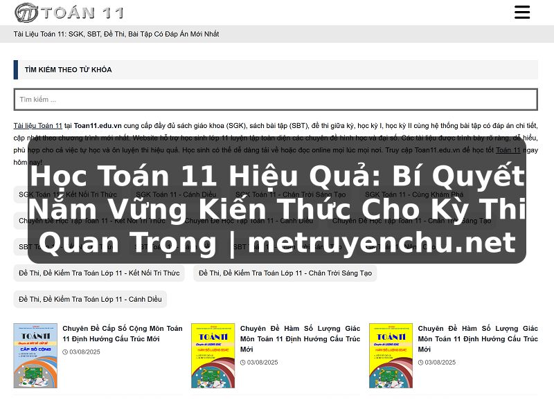 Học Toán 11 Hiệu Quả: Bí Quyết Nắm Vững Kiến Thức Cho Kỳ Thi Quan Trọng | metruyenchu.net